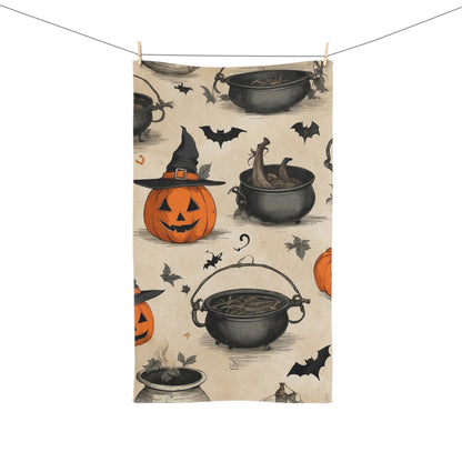 Halloween Hand Towel with Spooky Design, Kitchen Decor, Witchy Home Accent, Autumn Gift, Holiday Decor