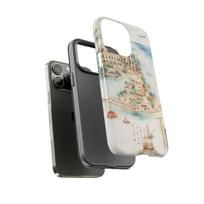 Hard Phone Case — Watercolor Fantasy Map Castle Design