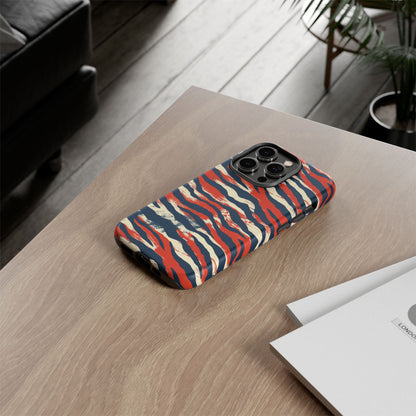 Patriotic Red White Blue Zebra Phone Case,Africa Pattern