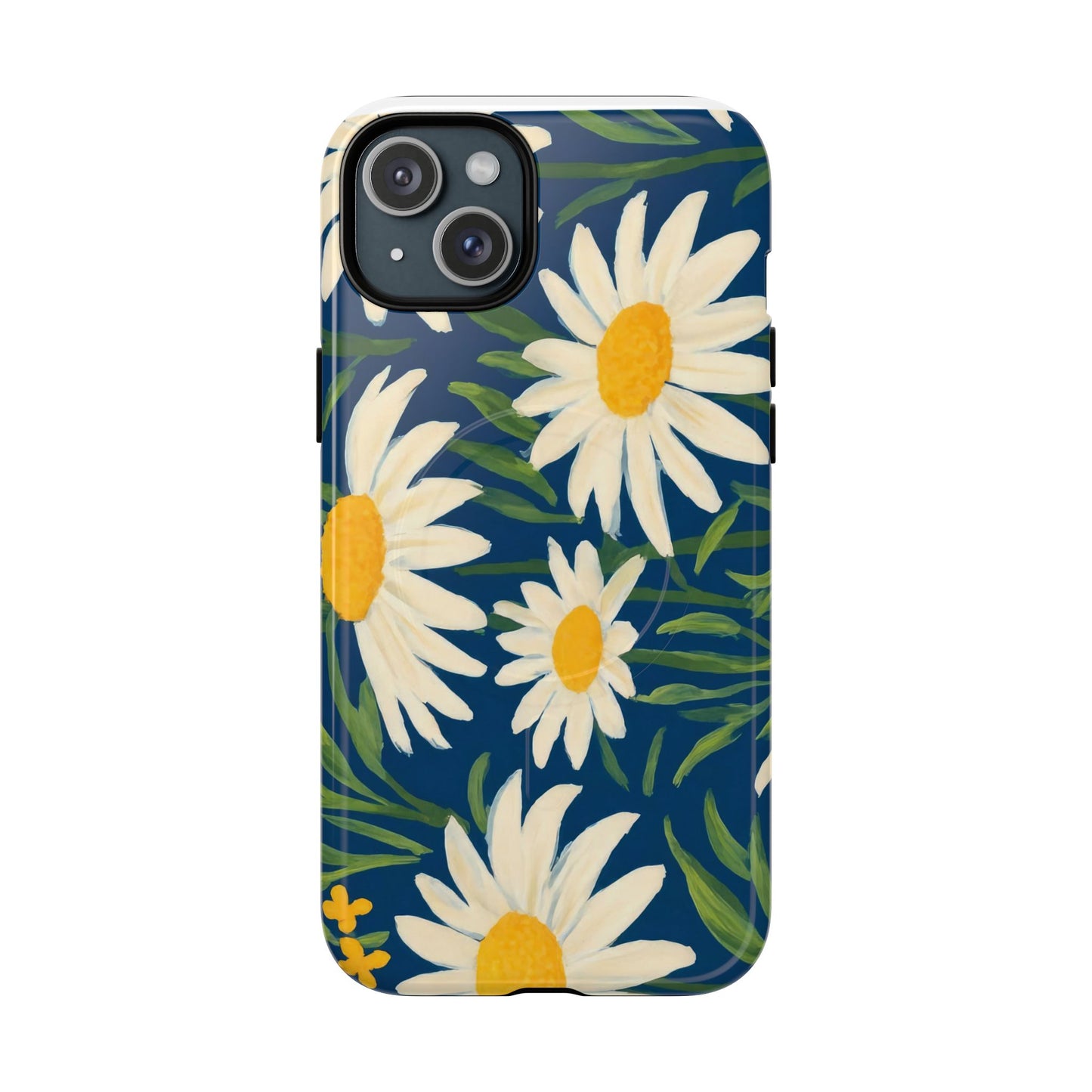 Daisy Floral IPhone Case-Tough Magnetic Cover ,Glossy Finish ,Retro Botanical Flower  Design.