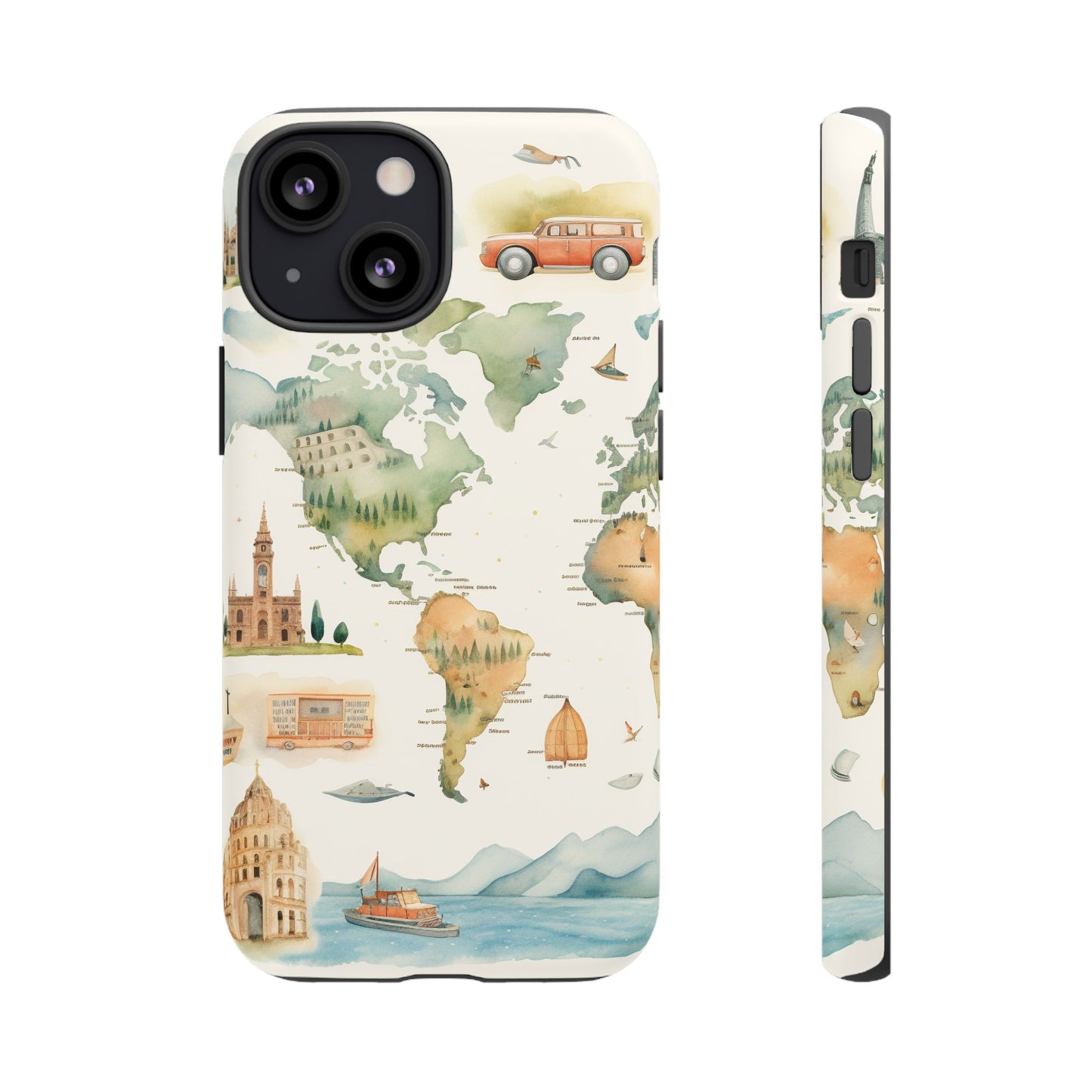 Hard Phone Case — Watercolor Fantasy Map Castle Design