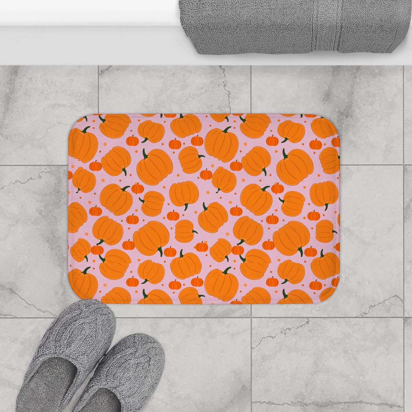 Pumpkin Patch Bath Mat | Autumn Home Decor, Seasonal Bathroom Rug, Harvest, Thanksgiving Gift, Cozy Fall Vibes