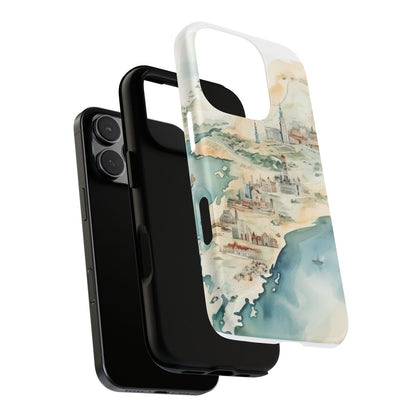 Hard Phone Case — Watercolor Fantasy Map Castle Design