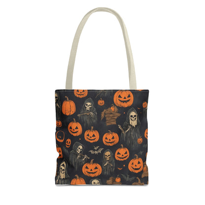 Halloween Pumpkin Tote Bag, Spooky Seasonal Eco-Friendly Bag, Trick or Treat Tote, Fall Accessory, Gifting for Halloween Lovers