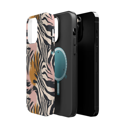 Zebra Brushstroke Magnetic Impact Phone Case,Africa Pattern