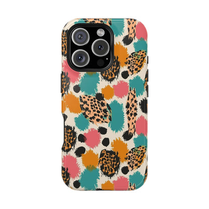 Leopard Splash Magnetic Impact Phone Case — Colorful Abstract Animal Print