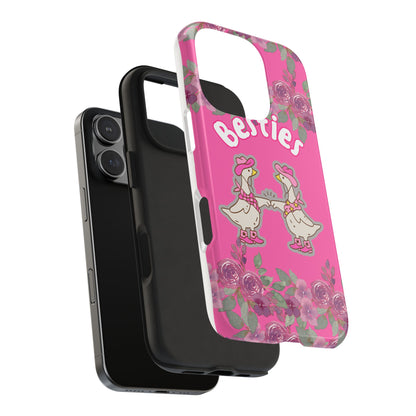 Colorful Floral Besties Phone Case, Tough Mobile Cover for Best Friends, Cute Gift for Friendship Day, Unique Cell Phone Protection