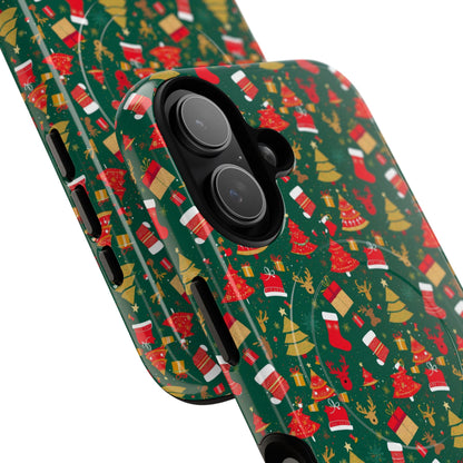 Christmas Tough Magnetic Phone Case | Festive Holiday Accessory | Cute Santa & Tree Design, Gift for Him/Her, Seasonal Tech