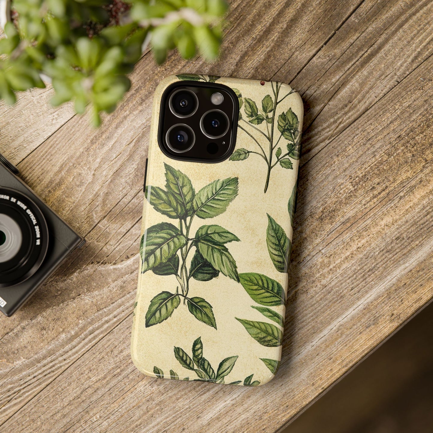 Botanical Leaves Tough Phone Case — Vintage Green Plant Print