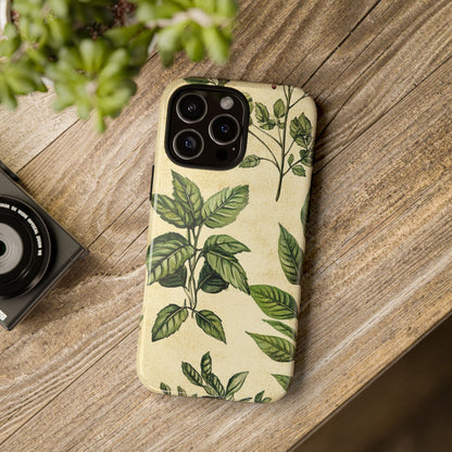 Botanical Leaves Tough Phone Case — Vintage Green Plant Print