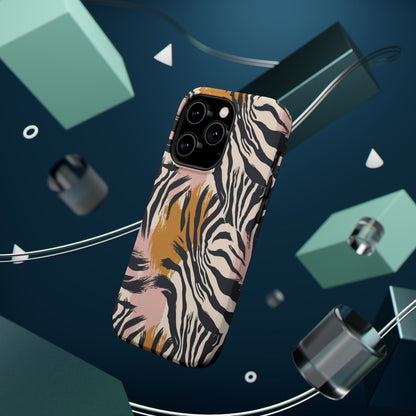 Zebra Brushstroke Magnetic Impact Phone Case,Africa Pattern