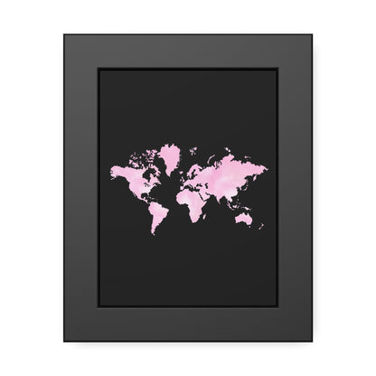 Pink Watercolor World Map Framed Poster,Coquette Poster