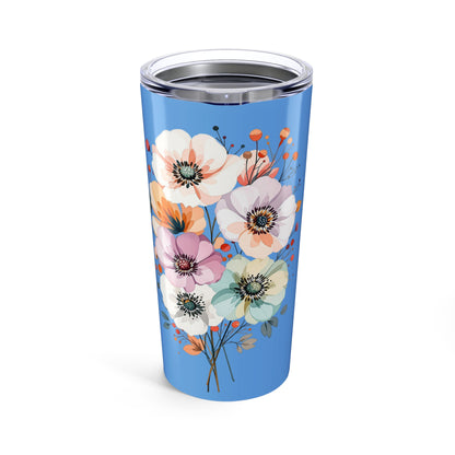 Floral Bouquet 20oz Tumbler — Blue Spring Anemone Travel Mug