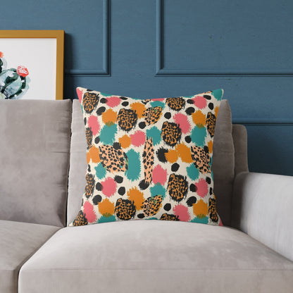 Leopard Spot Abstract Throw Pillow — Colorful Modern Animal Print Cushion