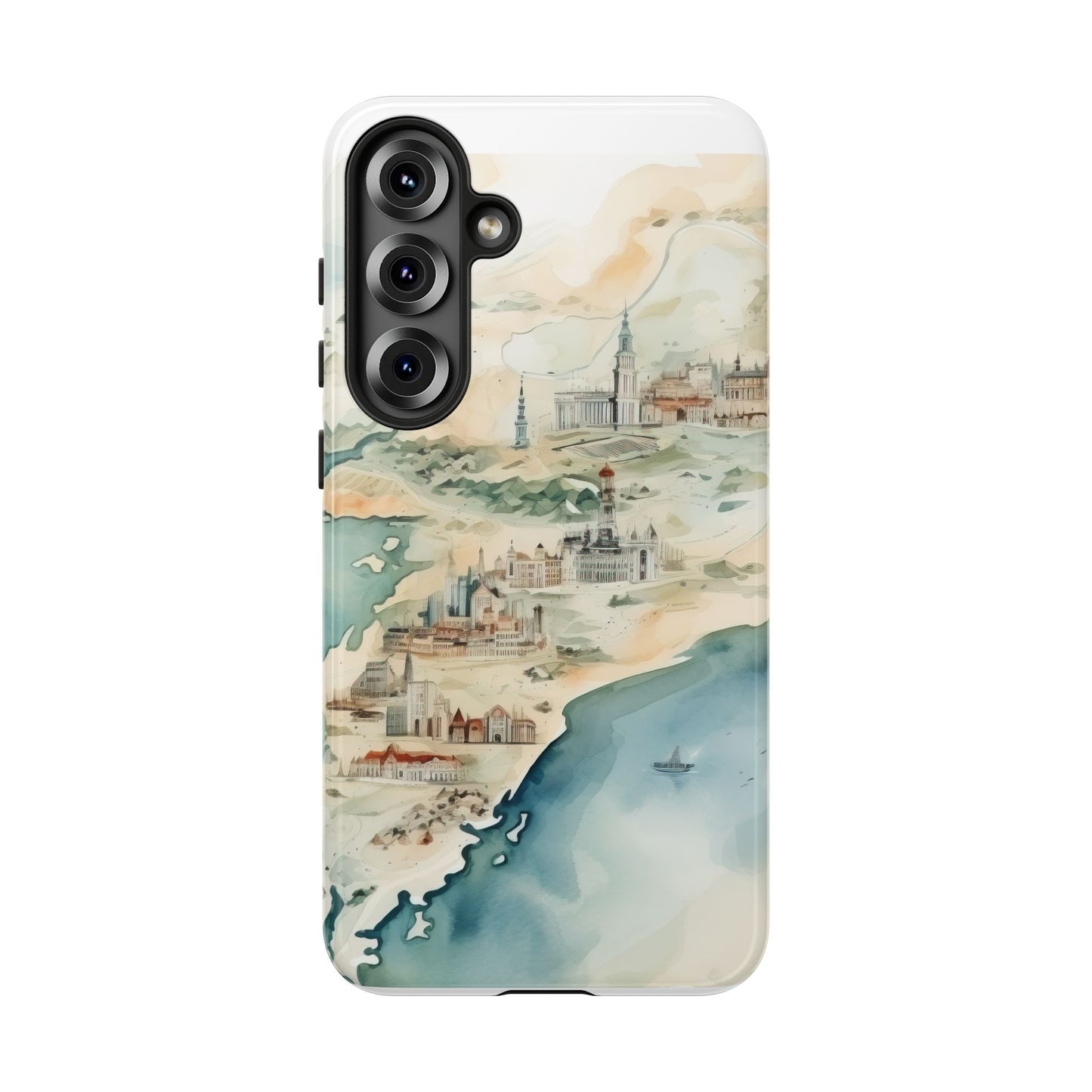 Hard Phone Case — Watercolor Fantasy Map Castle Design