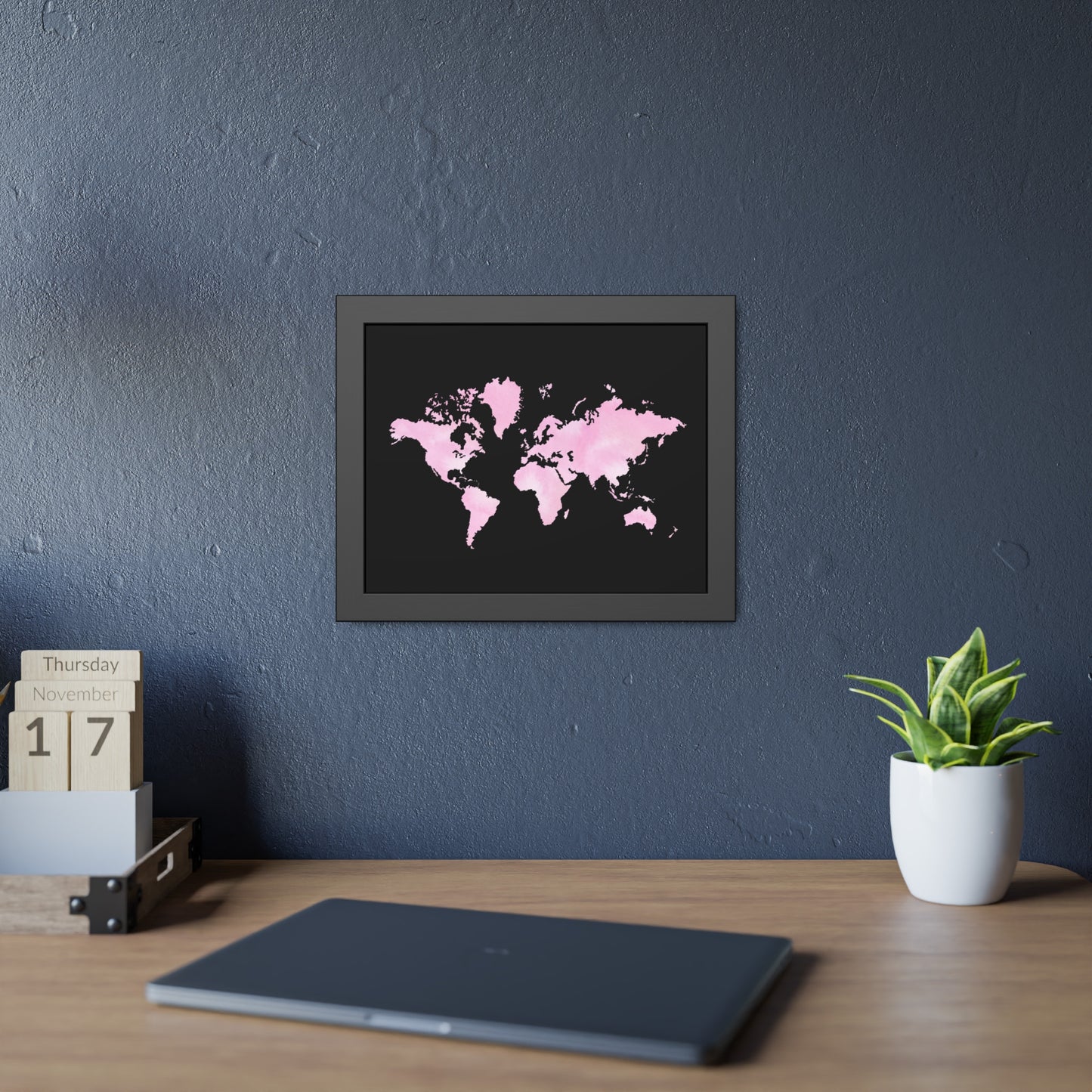 Pink Watercolor World Map Framed Poster,Coquette Poster