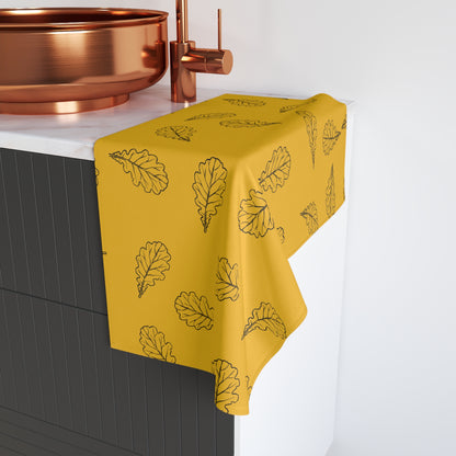 Yellow hand towell with leaf design-Soft,absorbente and stylish Hand Towel,yellow hand towel with leaf design perfecto for kitchen bathroomn, perfect give for house