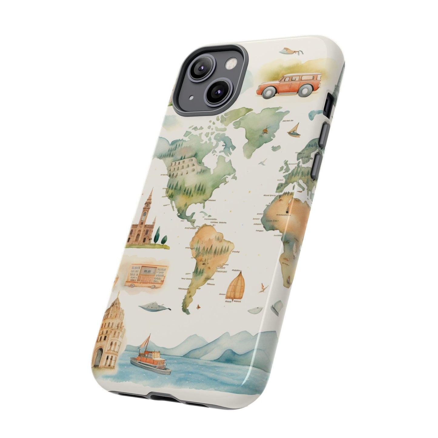 Hard Phone Case — Watercolor Fantasy Map Castle Design