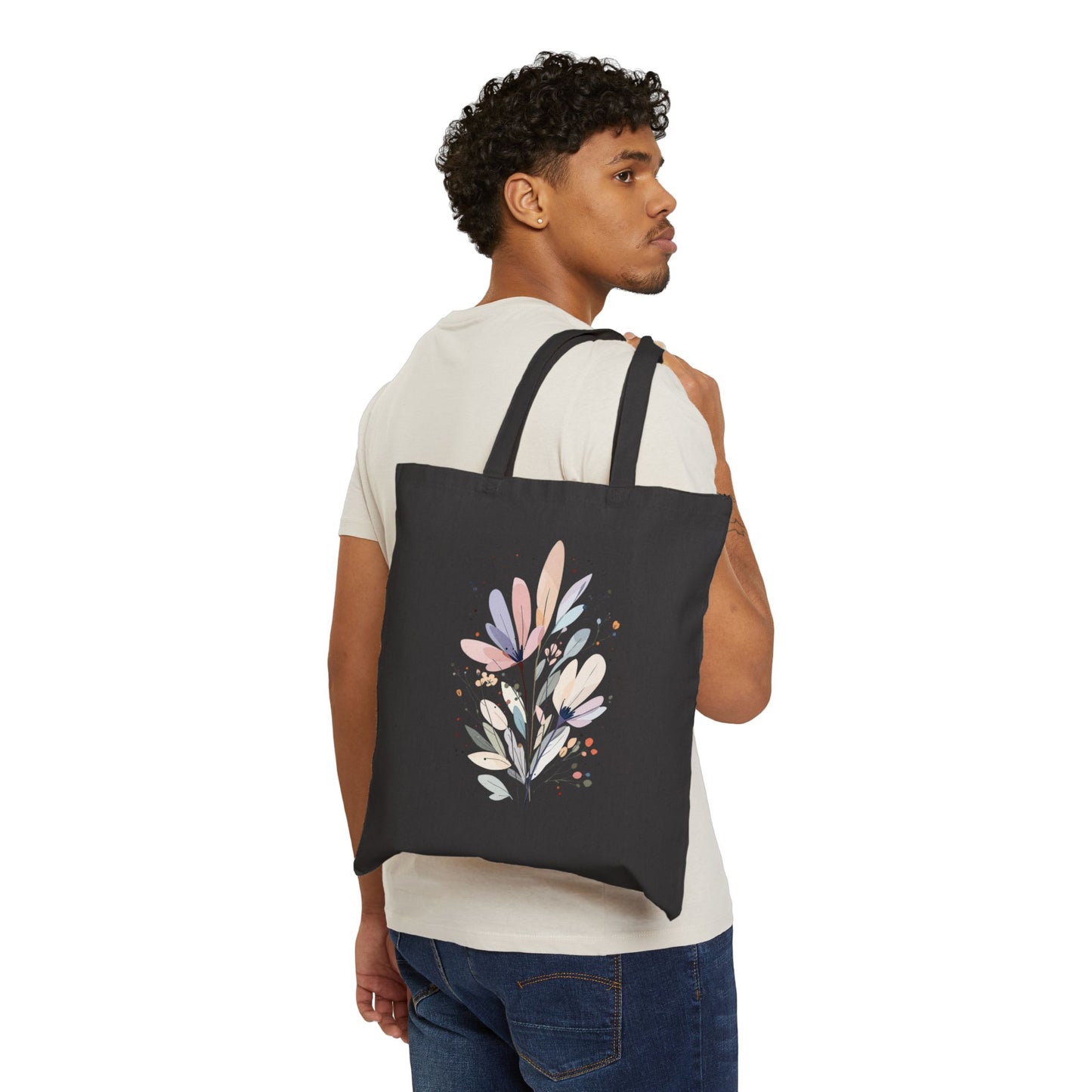 Canvas Tote Bag — Watercolor Wildflower Bouquet Print