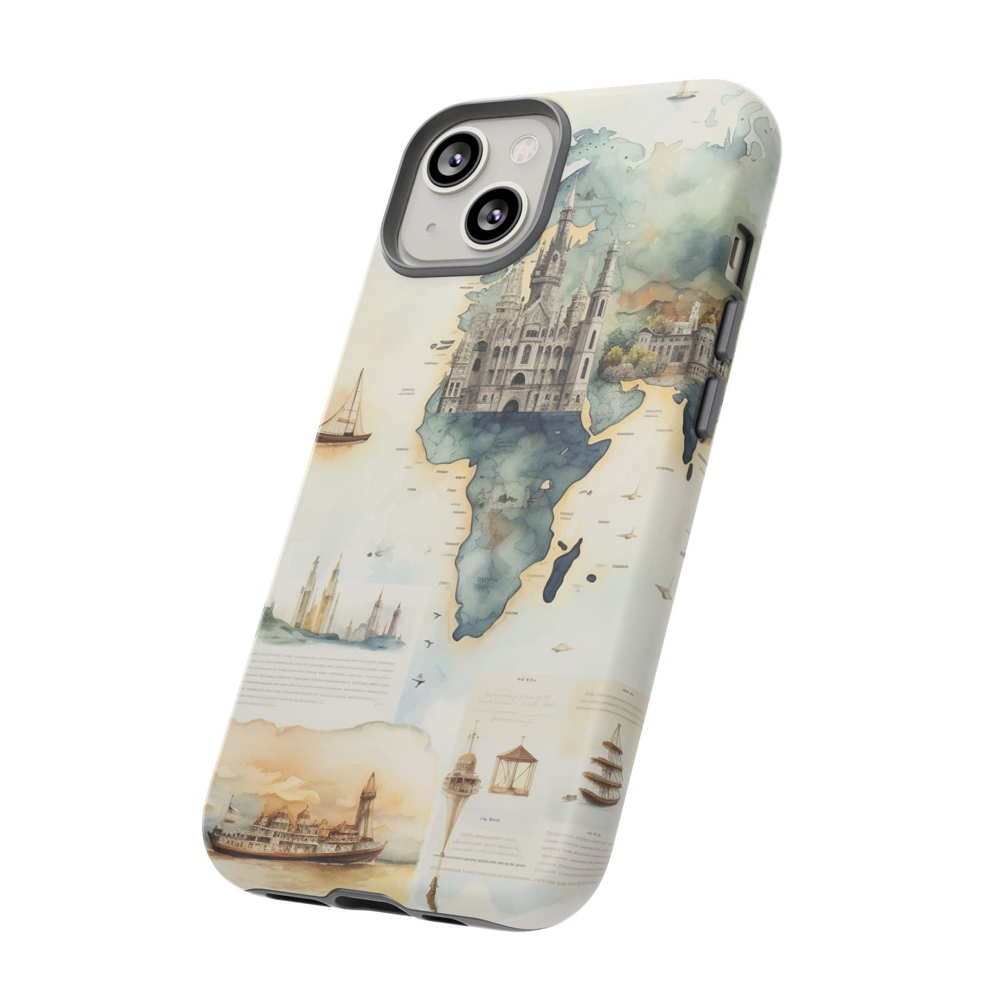 Hard Phone Case — Watercolor Fantasy Map Castle Design
