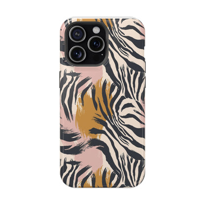 Zebra Brushstroke Magnetic Impact Phone Case,Africa Pattern