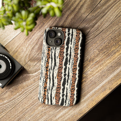 Animal Stripe Phone Case — Leopard & Zebra Pattern Tough Protective Cover,Africa Pattern .