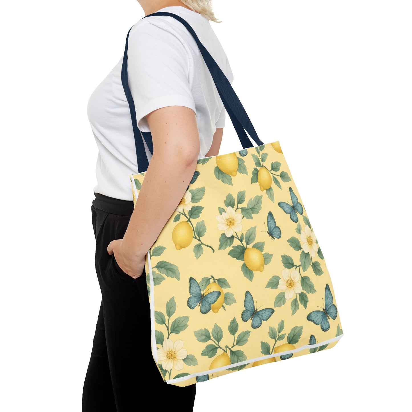 Sunny Lemon Blossom Tote Bag, Summer Vibes, Eco-Friendly Shopping Bag, Floral Market Tote, Perfect Gift for her/him