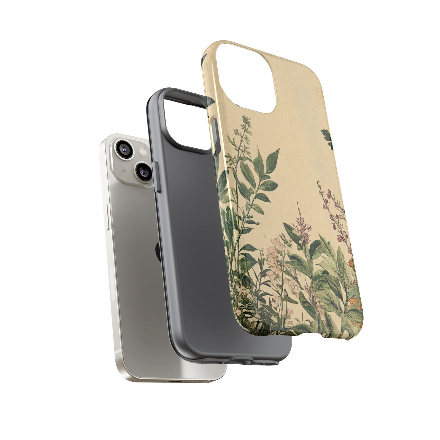 Floral Vintage Tough Case – Botanical Protective Phone Cover,Plants Lovers