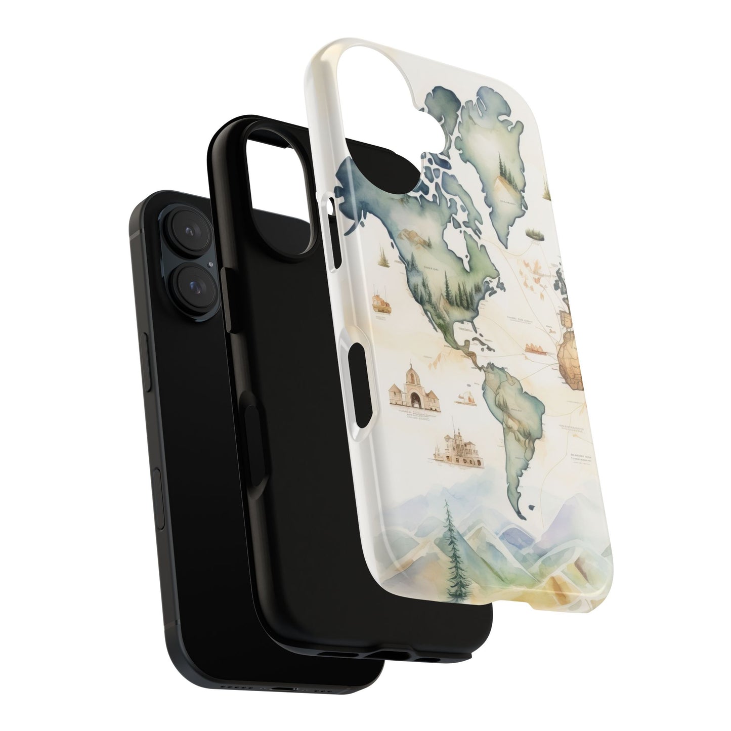 Hard Phone Case — Watercolor Fantasy Map Castle Design