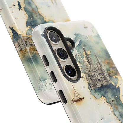 Hard Phone Case — Watercolor Fantasy Map Castle Design