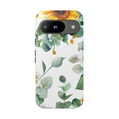 Sunflower & Eucalyptus Tough Phone Case — Protective Floral iPhone Case