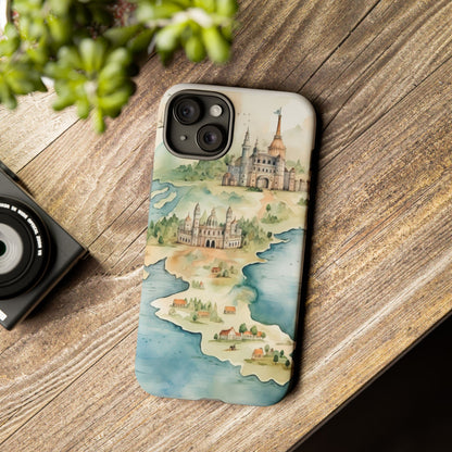 Hard Phone Case — Watercolor Fantasy Map Castle Design