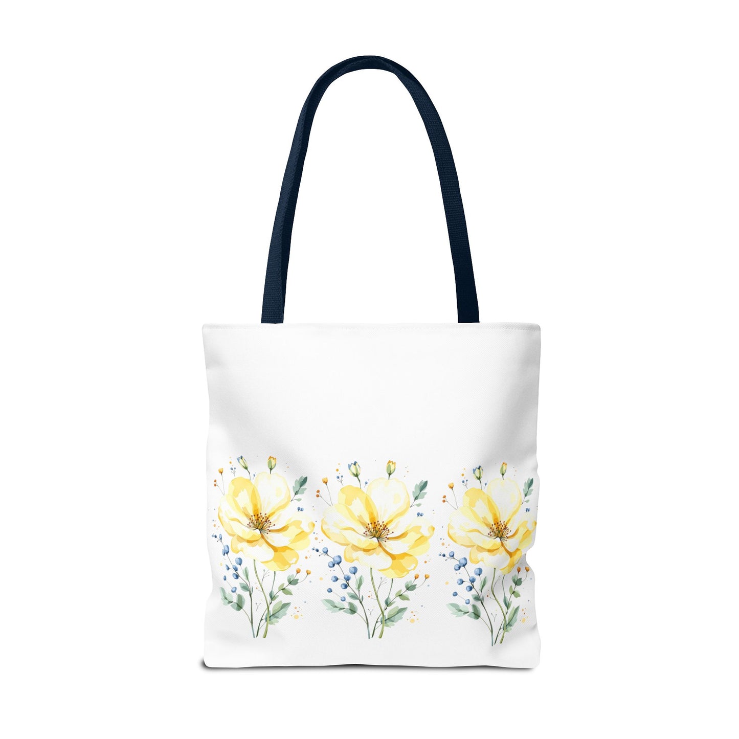 Floral Peony Tote Bag — Yellow Watercolor Flowers on White