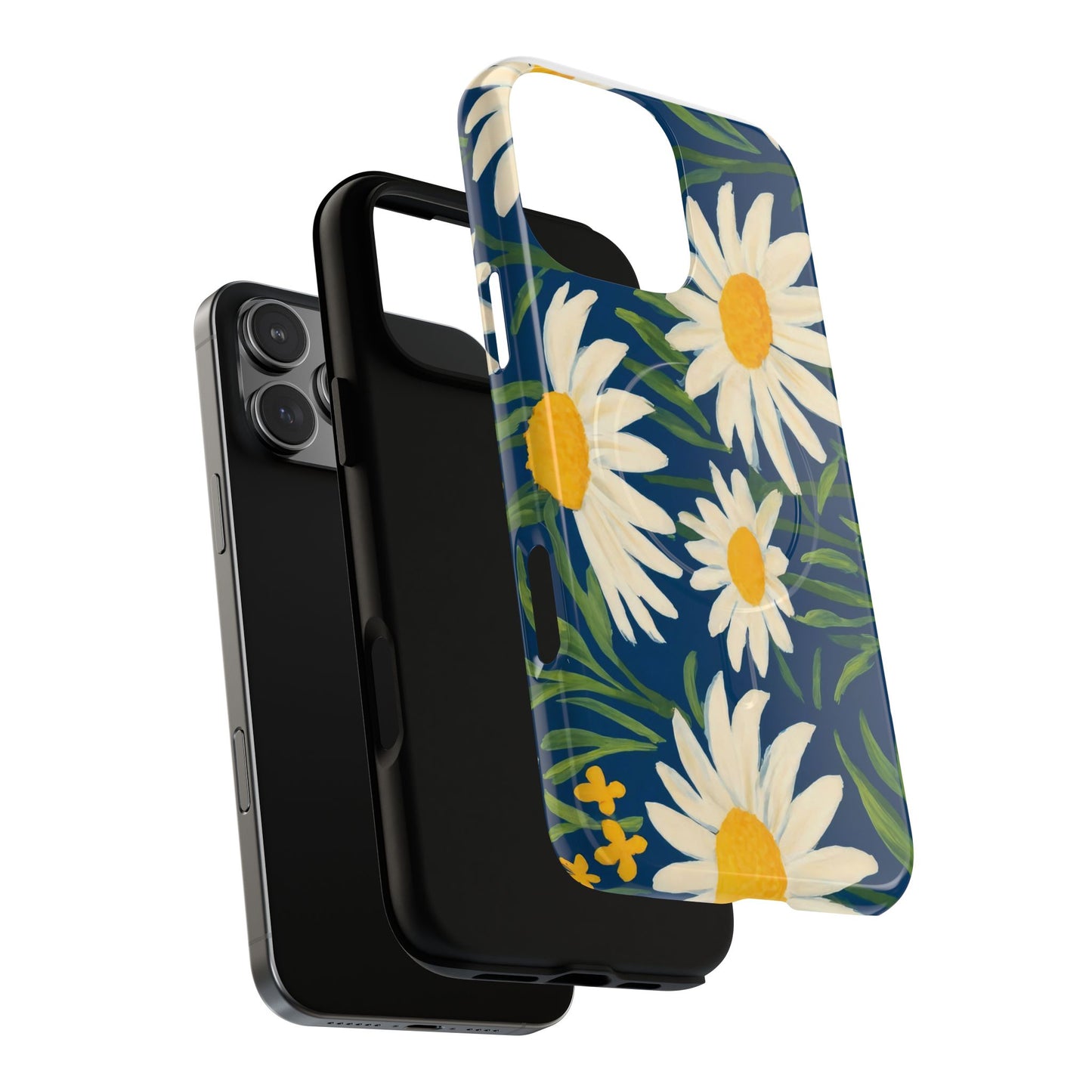 Daisy Floral IPhone Case-Tough Magnetic Cover ,Glossy Finish ,Retro Botanical Flower  Design.