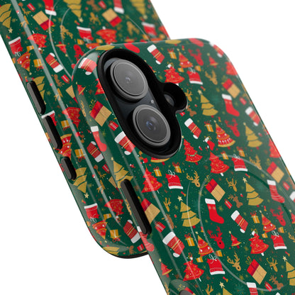 Christmas Tough Magnetic Phone Case | Festive Holiday Accessory | Cute Santa & Tree Design, Gift for Him/Her, Seasonal Tech
