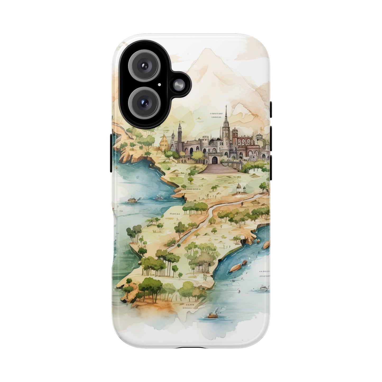 Hard Phone Case — Watercolor Fantasy Map Castle Design