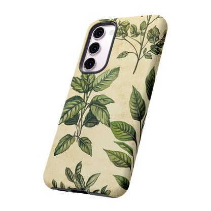 Botanical Leaves Tough Phone Case — Vintage Green Plant Print