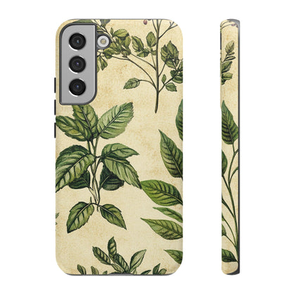 Botanical Leaves Tough Phone Case — Vintage Green Plant Print