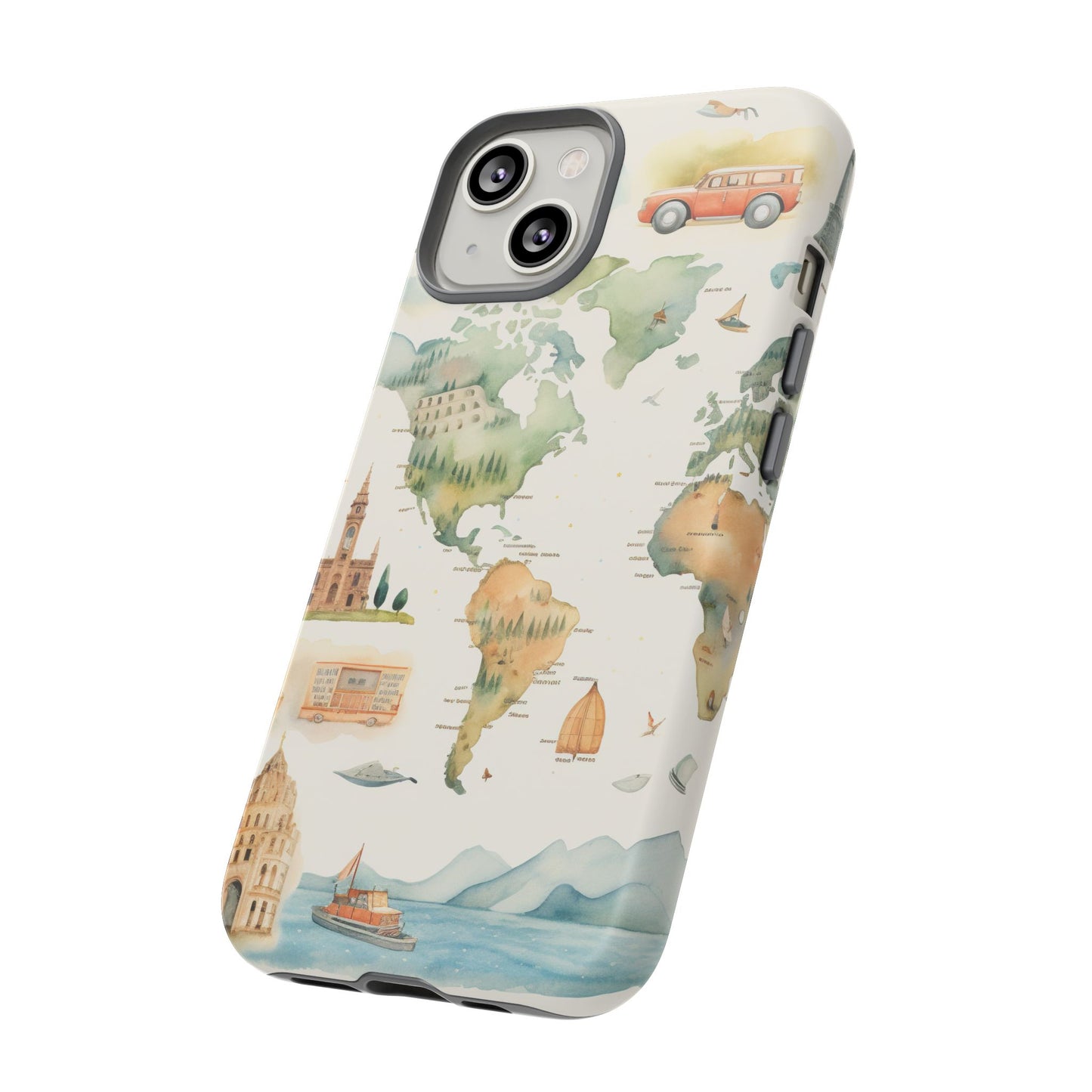 Hard Phone Case — Watercolor Fantasy Map Castle Design