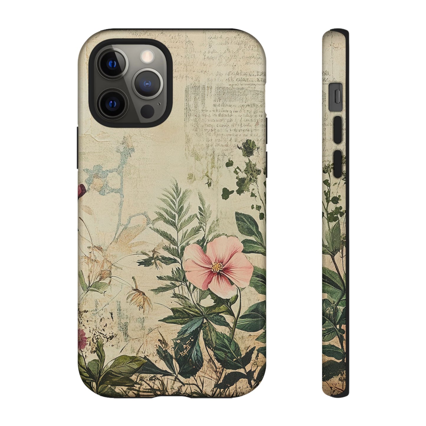 Floral Vintage Tough Case – Botanical Protective Phone Cover,Plants Lovers