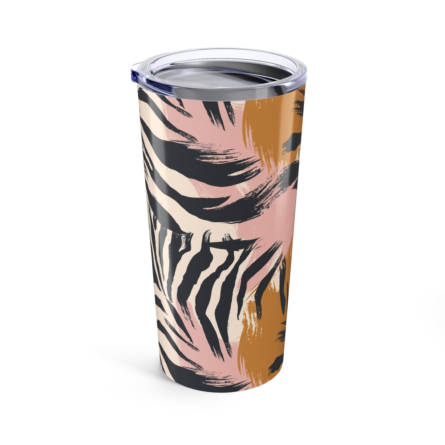 Zebra Print 20oz Tumbler — Pink & Mustard Animal Pattern Insulated Travel Cup