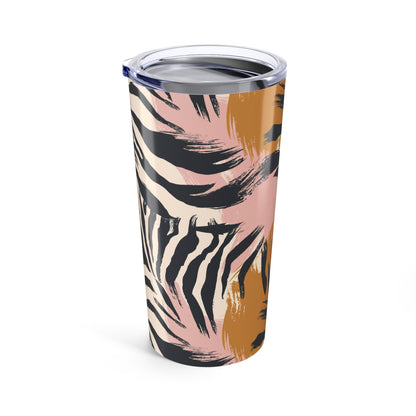 Zebra Print 20oz Tumbler — Pink & Mustard Animal Pattern Insulated Travel Cup