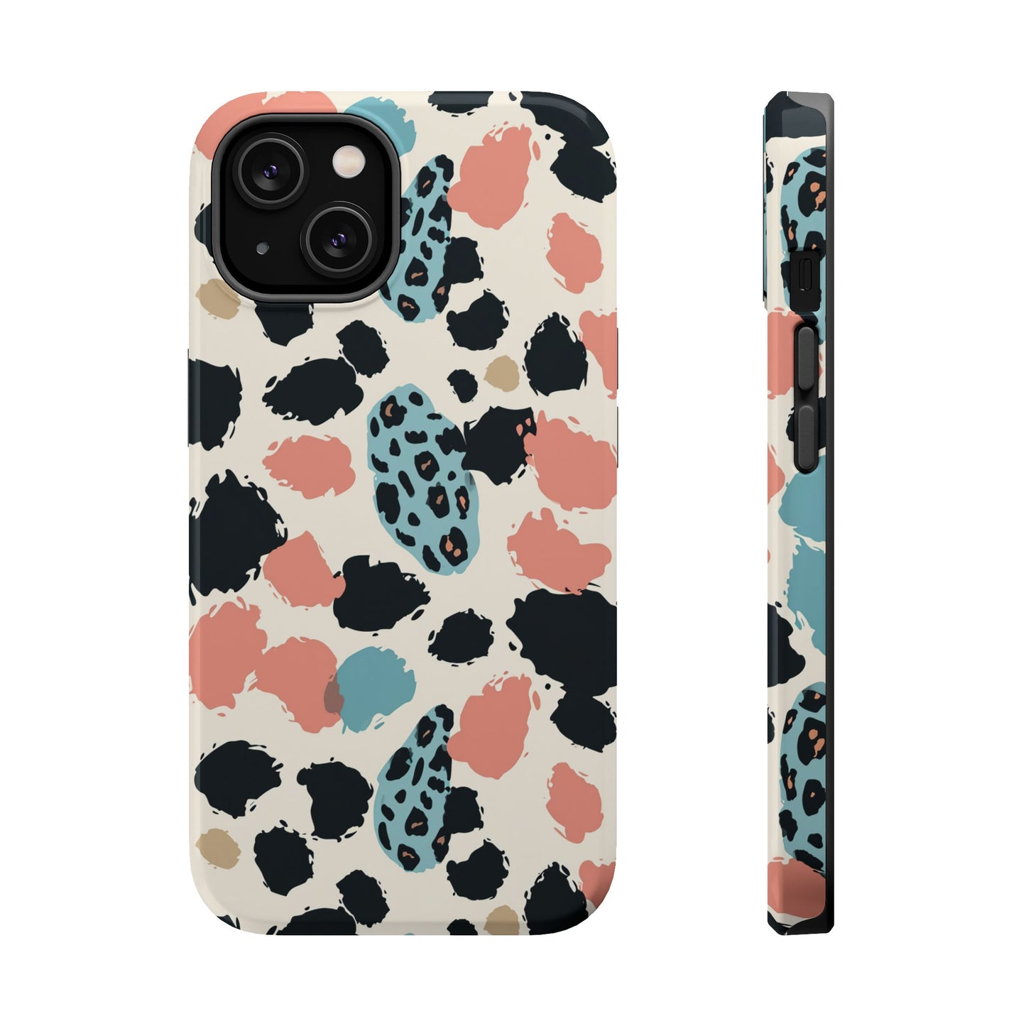 Leopard Splash Magnetic Impact Phone Case — Teal & Coral Animal Print
