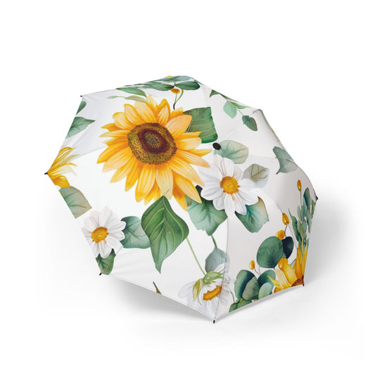 Sunflower Foldable Umbrella — Semi-Automatic Compact Rain Parasol