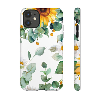 Sunflower & Eucalyptus Tough Phone Case — Protective Floral iPhone Case