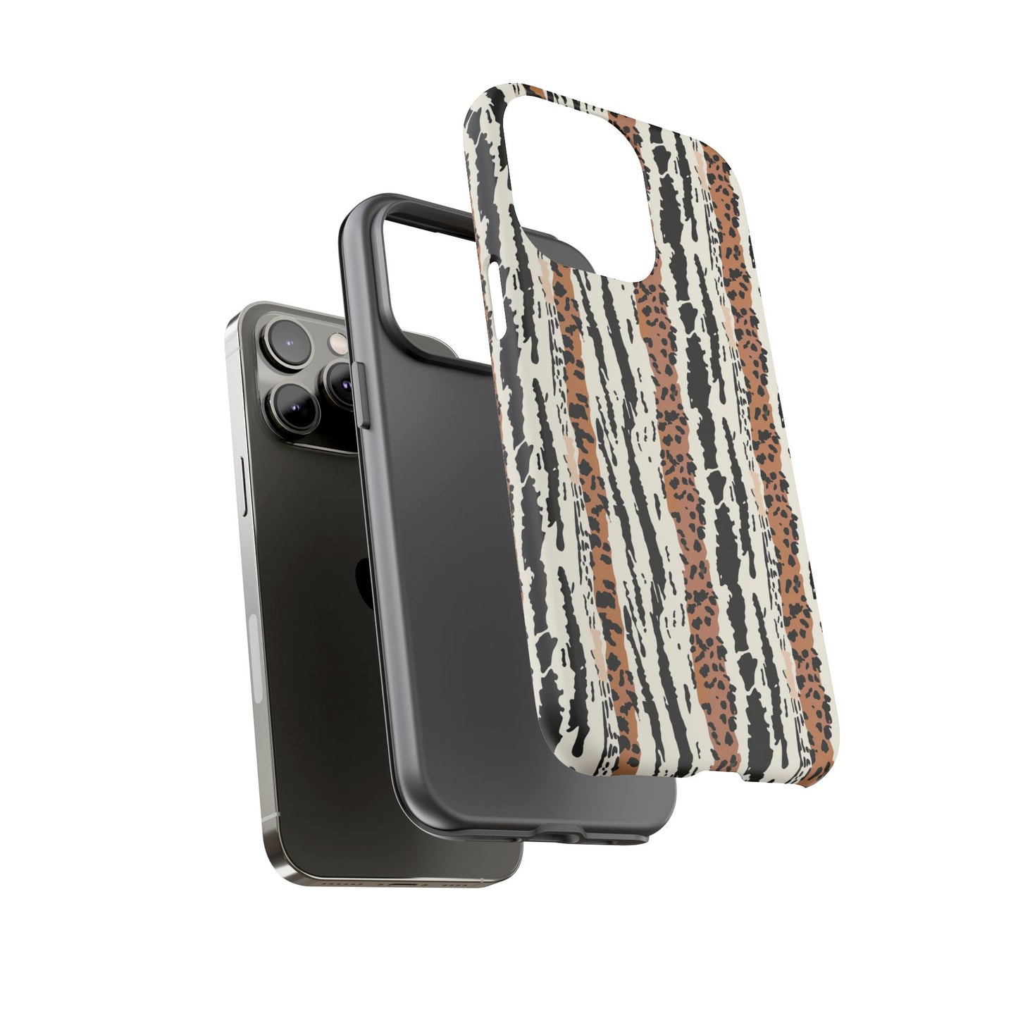 Animal Stripe Phone Case — Leopard & Zebra Pattern Tough Protective Cover,Africa Pattern .