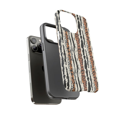 Animal Stripe Phone Case — Leopard & Zebra Pattern Tough Protective Cover,Africa Pattern .