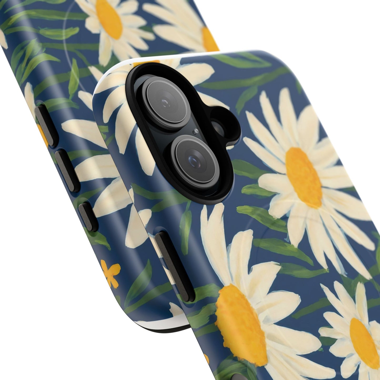 Daisy Floral IPhone Case-Tough Magnetic Cover ,Glossy Finish ,Retro Botanical Flower  Design.