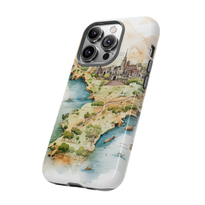 Hard Phone Case — Watercolor Fantasy Map Castle Design