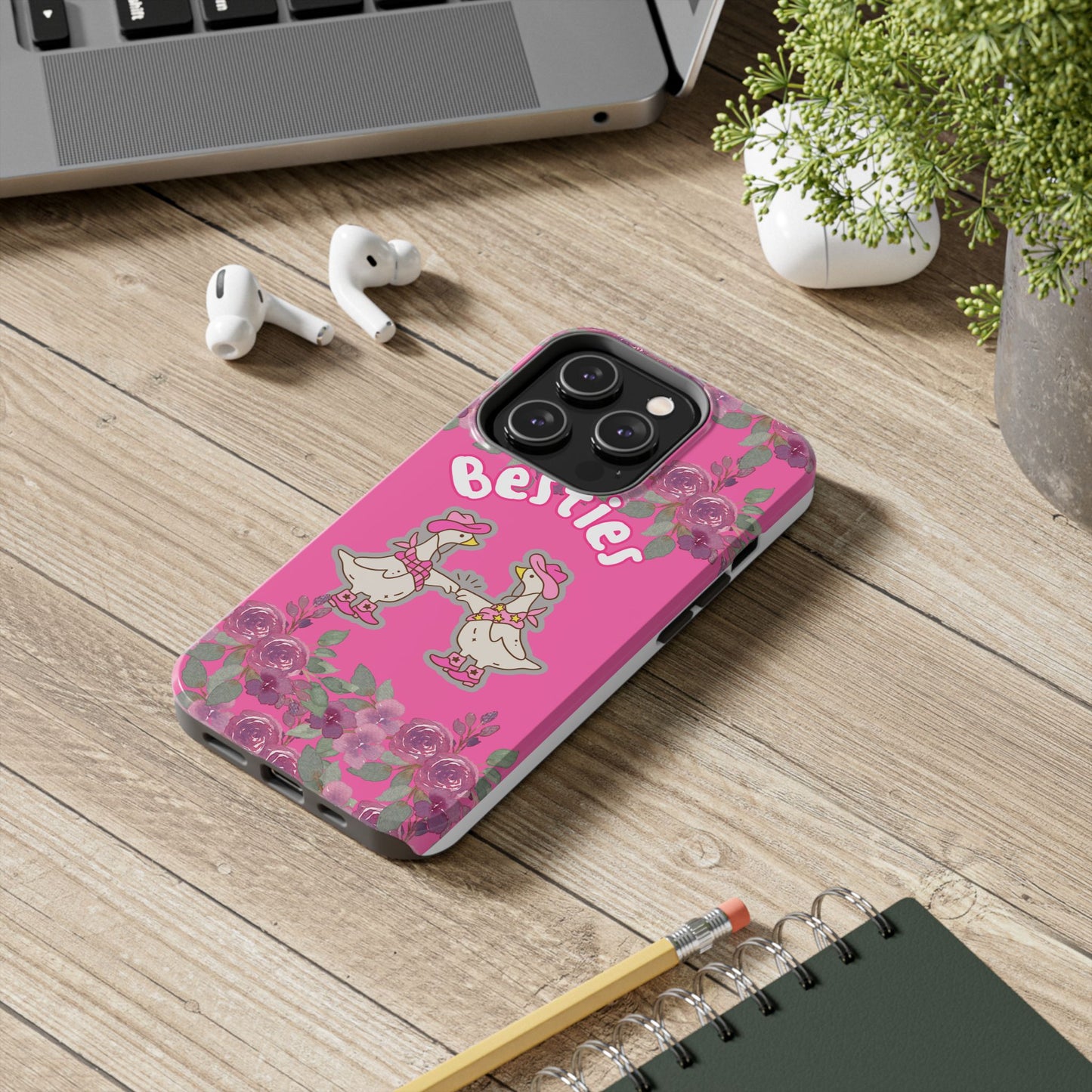 Colorful Floral Besties Phone Case, Tough Mobile Cover for Best Friends, Cute Gift for Friendship Day, Unique Cell Phone Protection